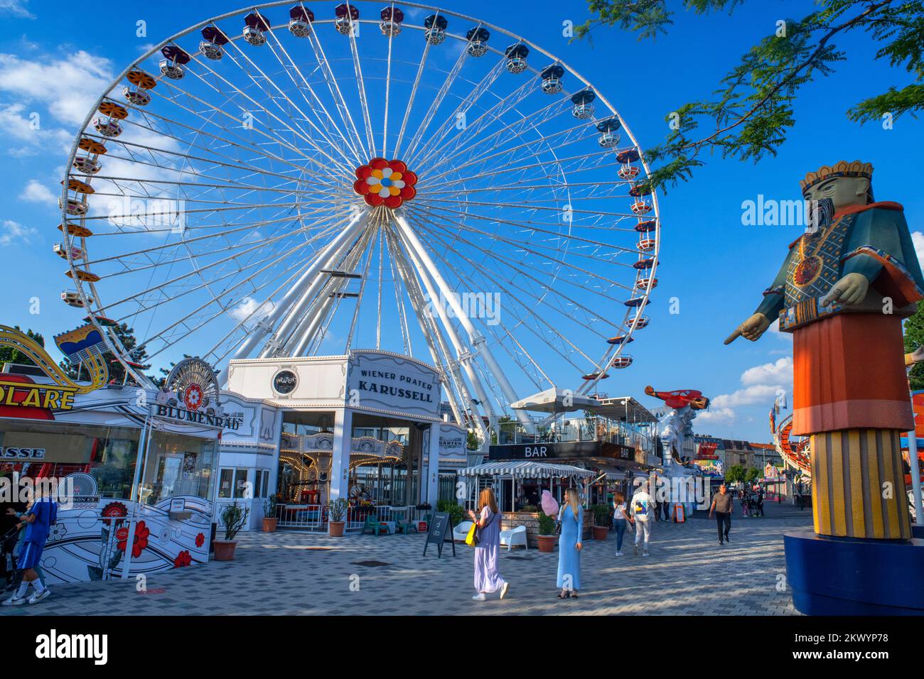 Vienna Prater amusement park view from above. Famous place and