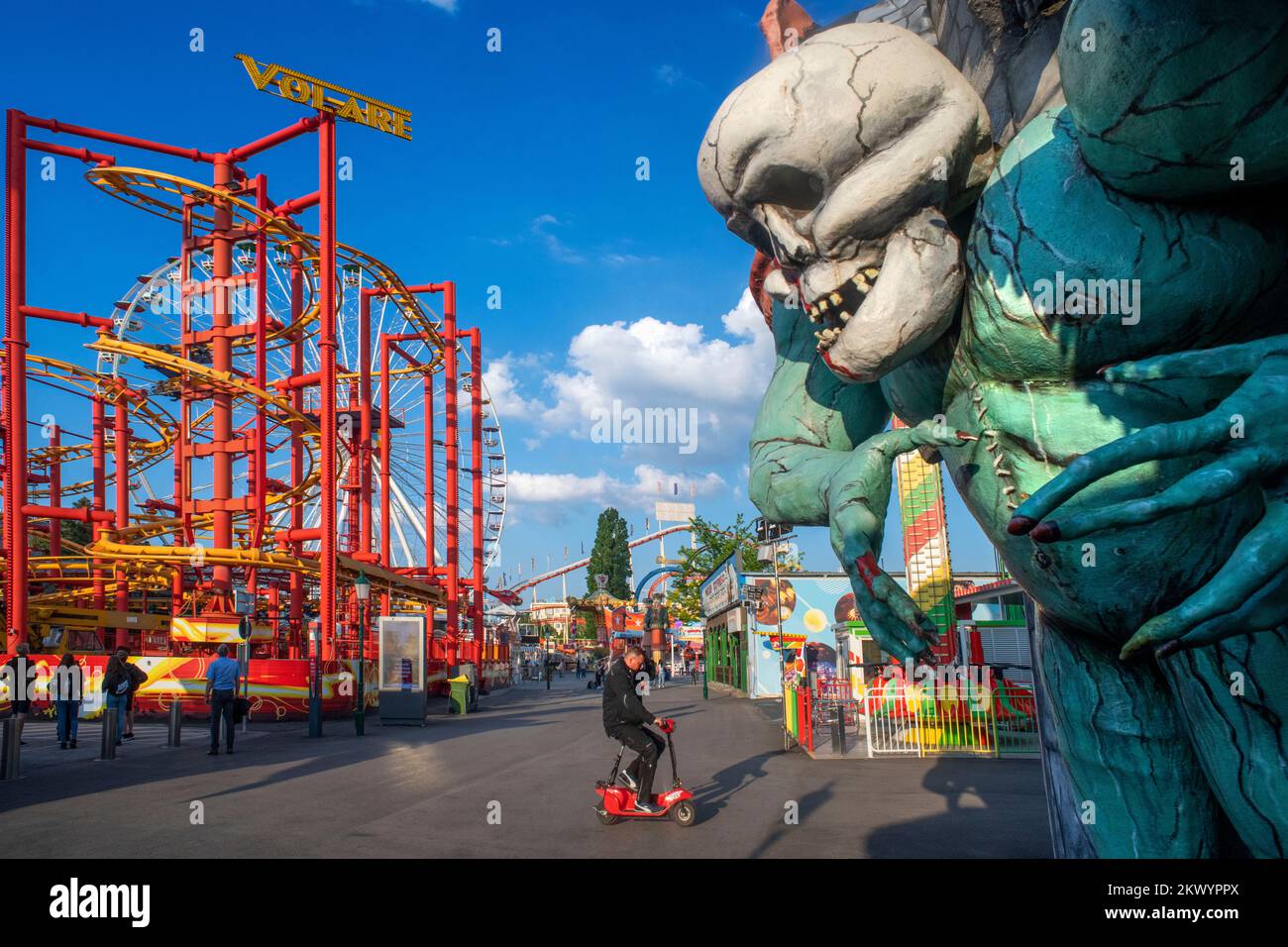 Vienna Prater amusement park view from above. Famous place and