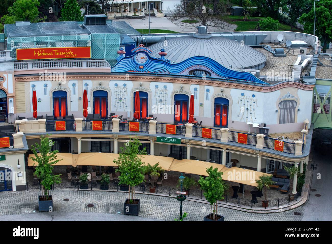 Madame Tussauds museum in Vienna Prater amusement park view from above