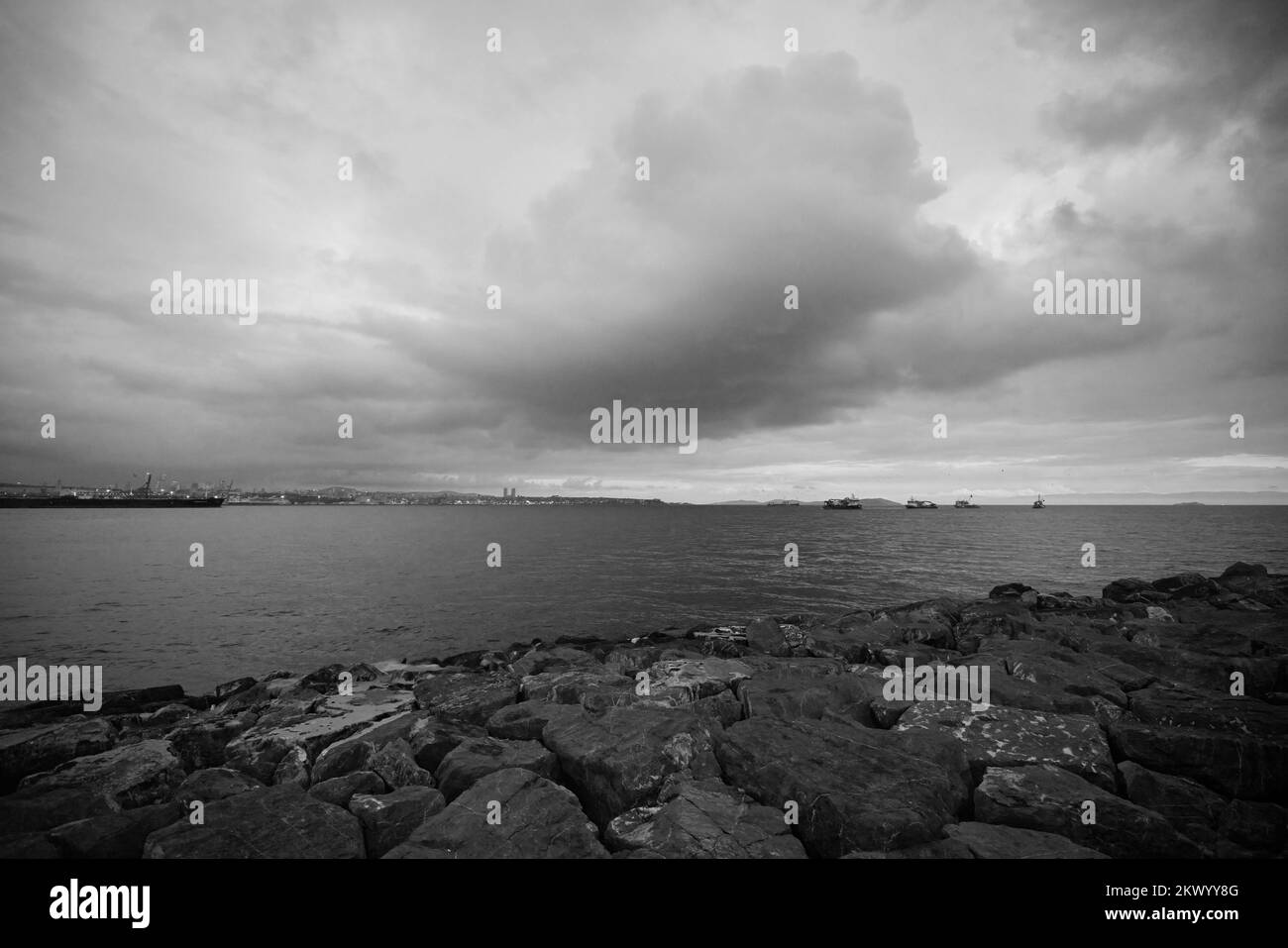 Istanbul Turkey November 25 2022. Sunset on the seafront of the