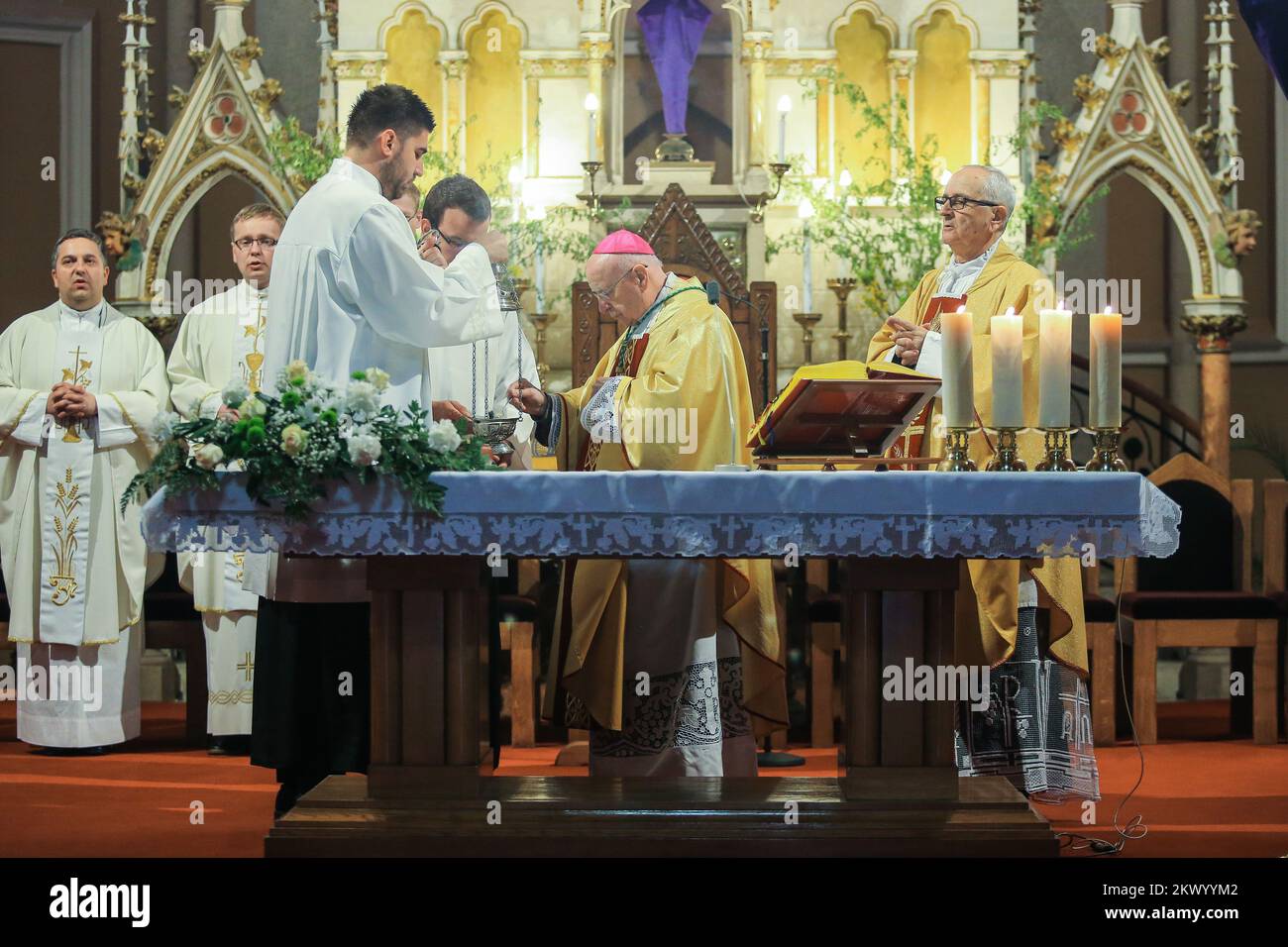 13.04.2017., Osijek, Croatia - Retired Djakovo-Osijek Archbishop Marin ...