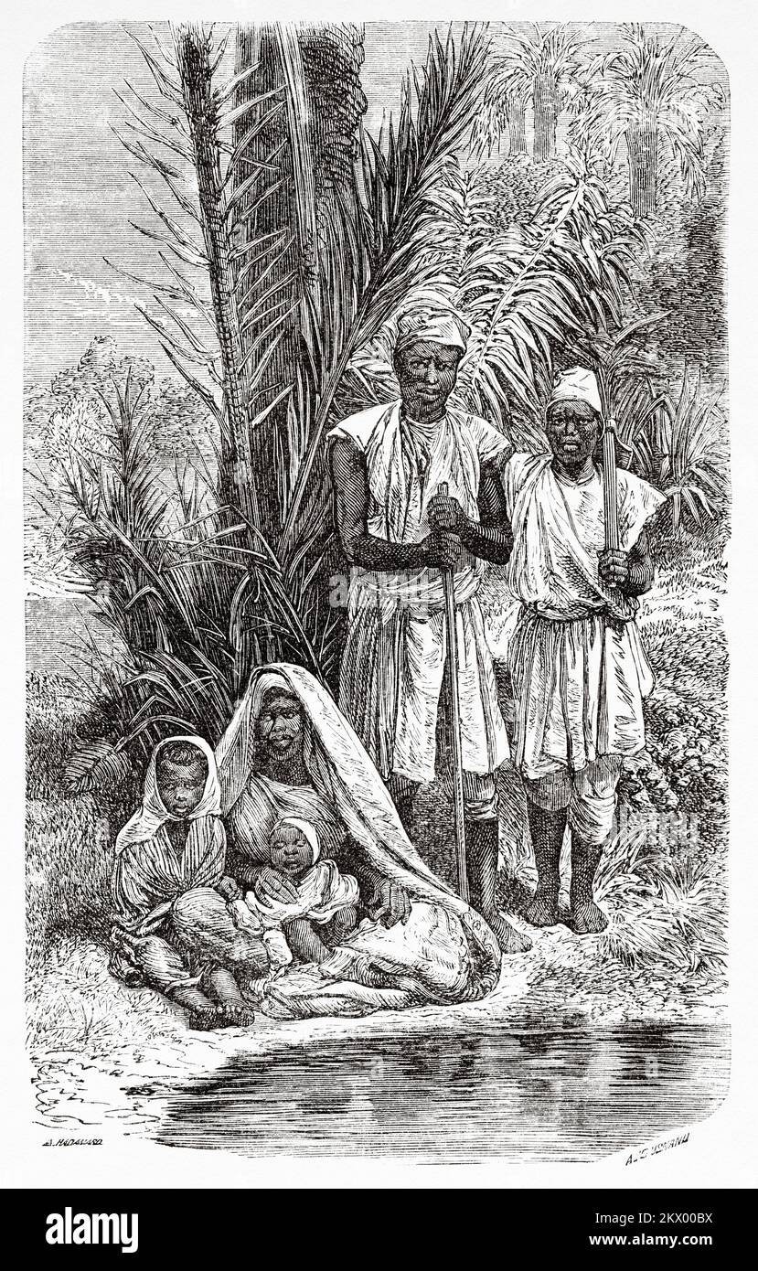 Tripoli City Gardeners, Tripoli in 1850, Libya. North Africa Stock Photo