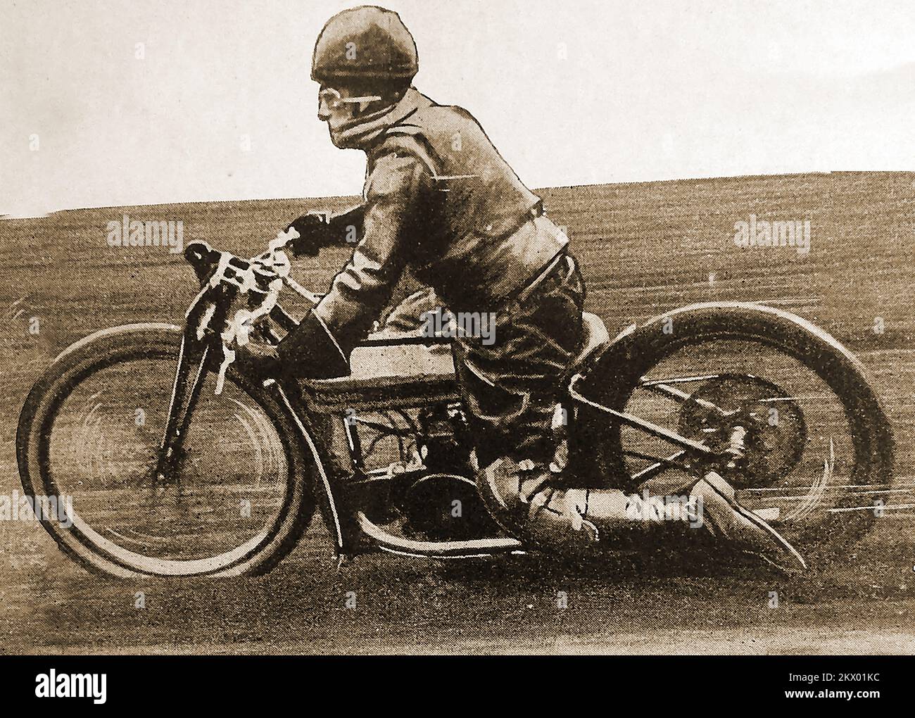 1930's image of dirt track rider George Shaw at White City Speedway stadium. Shaw Stock Photo
