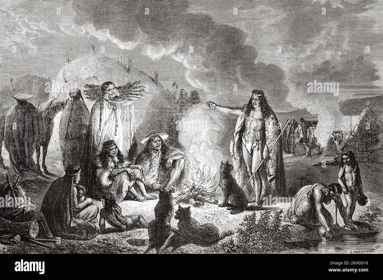Patagonian natives camp, Patagonia. Chile, South America. Diary of a