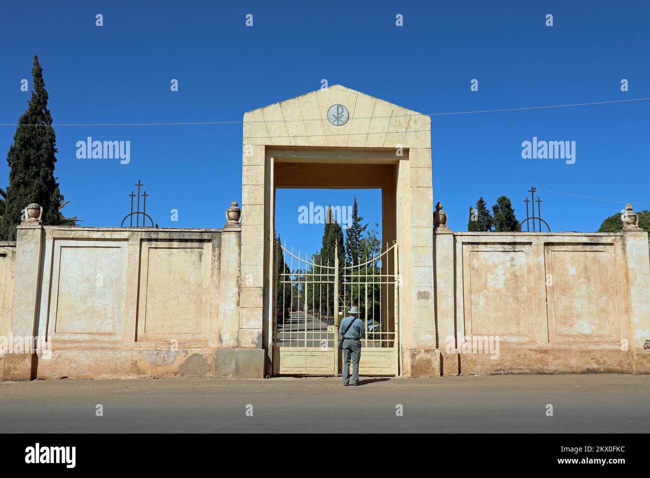 Entrance to Asmara Cemetery in Eritrea Stock Photo