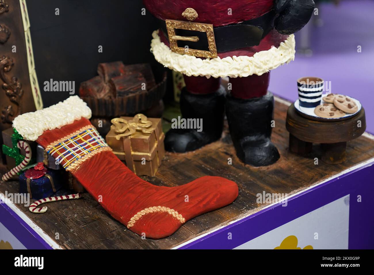The Santa Claus Christmas creation at Cadbury World in Birmingham. The ...