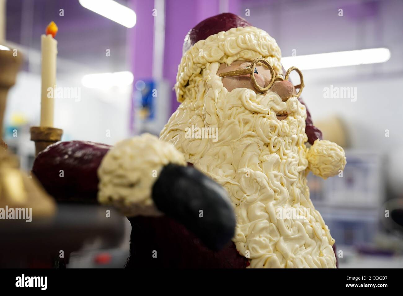 The Santa Claus Christmas creation at Cadbury World in Birmingham. The ...