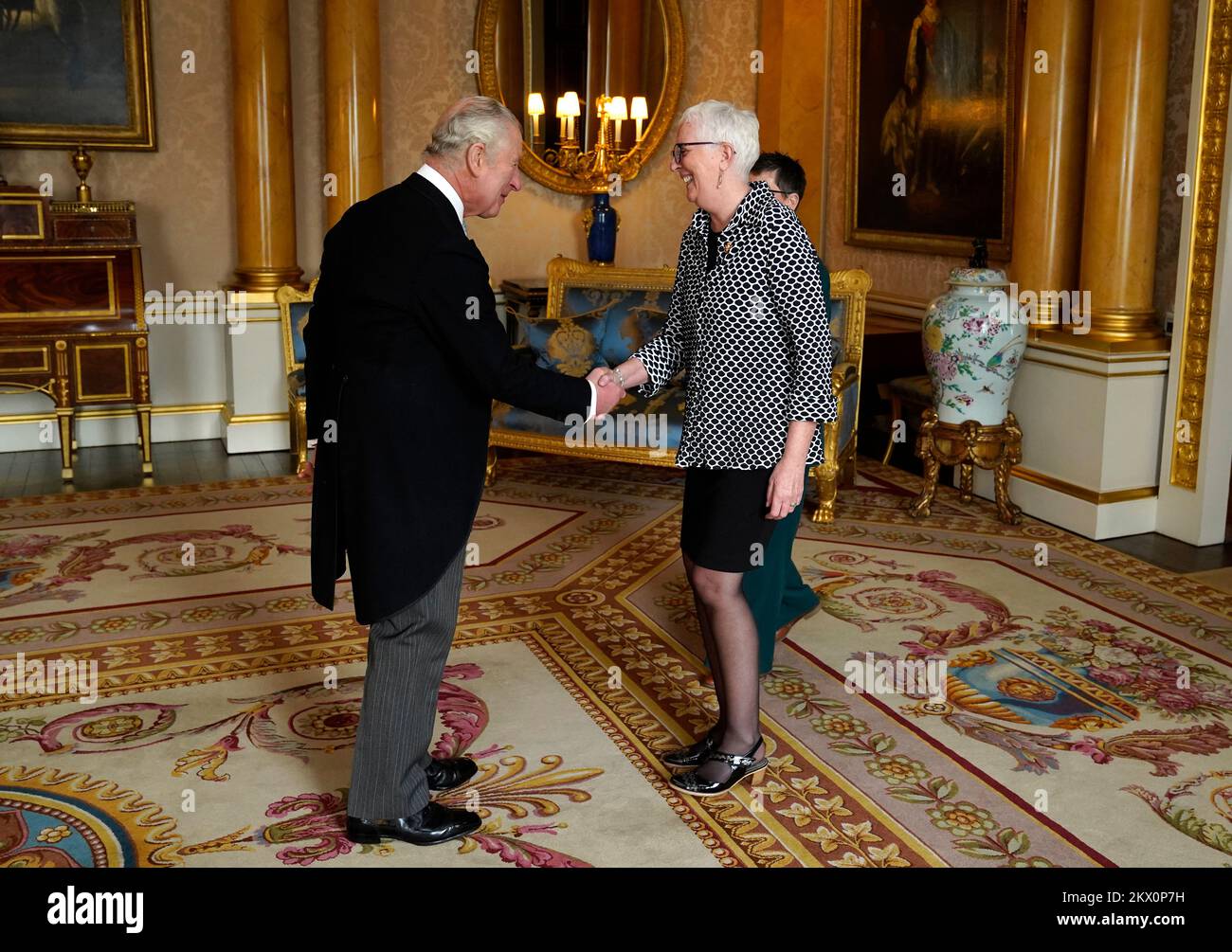 King Charles III receives Her Honour Brenda Murphy, Lieutenant Governor of New Brunswick during an audience at Buckingham Palace, London. Picture date: Wednesday November 30, 2022. Stock Photo