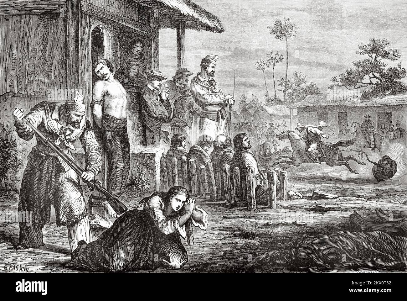 People oppressed by Juan Felipe Ibarra henchmen. Argentina, South