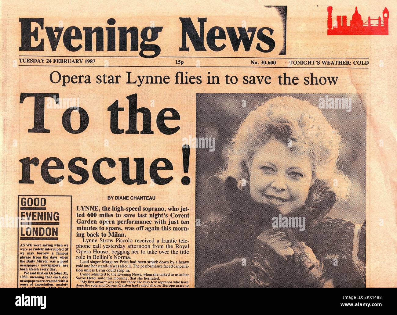 Relaunch issue of the (London) Evening News which was published on February 24, 1987 as a spoiler to rival the London Daily News which launched on the same day. The paper was merged back into the Evening Standard in October 1987. Stock Photo
