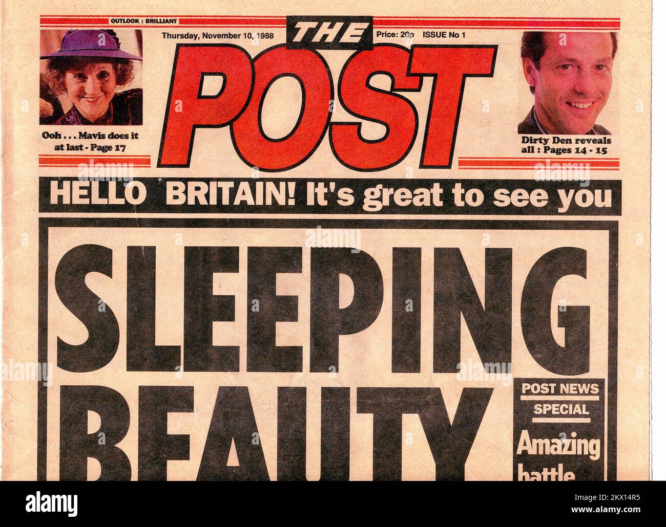 Launch issue of British national daily newspaper The Post which was first published on November 10, 1988. It ceased publication in December 1988 after five weeks. Stock Photo