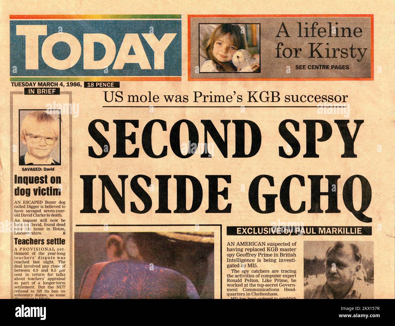 Launch issue of British national daily newspaper Today which was first published on March 4, 1986. The paper ceased publication in November 1995. Stock Photo