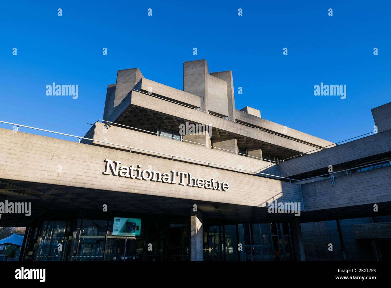 The National Theatre part of the Southbank Centre. The theatre was designed by the architect Denys Lasdun and was opened in 1976.  National Theatre, S Stock Photo