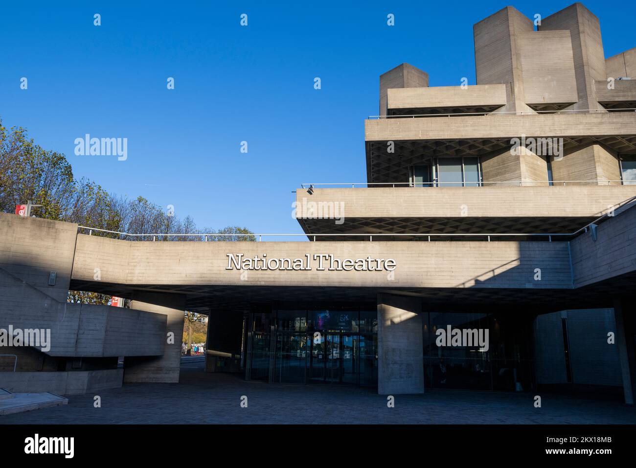 The National Theatre part of the Southbank Centre. The theatre was designed by the architect Denys Lasdun and was opened in 1976.  National Theatre, S Stock Photo