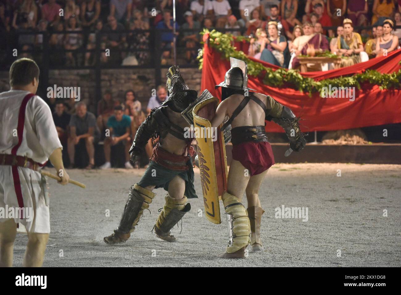 10.07.2017., Croatia, Pula - Gladiator fights in the Arena. Photo: Dusko Marusic/PIXSELL Stock Photo