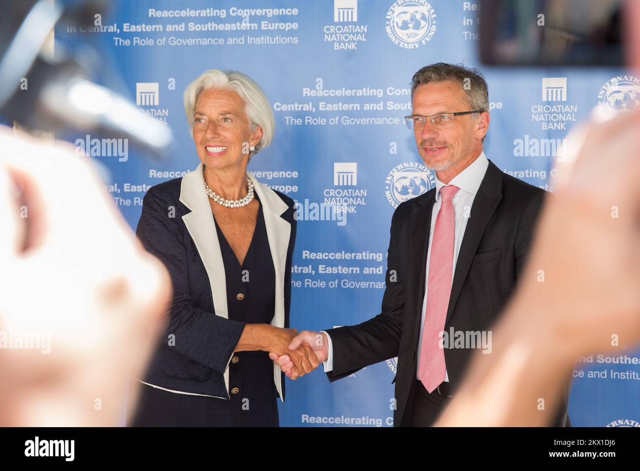 11.07.2017., Croatia, Dubrovnik - The Hilton Hotel is hosting the Conference Accelerating Real Convergence in Central, Eastern and Southeastern Europe - the role of governance and institution organized by the Croatian National Bank and the International Monetary Fund. IMF President Christine Lagarde and Governor of the CNB Boris Vujcic gave statements to the media. Photo: Grgo Jelavic/PIXSELL Stock Photo
