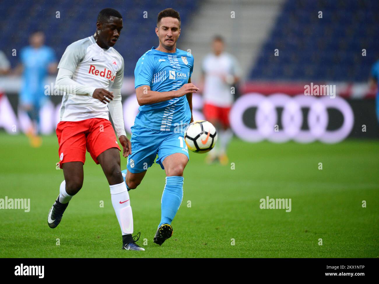 BUDAPEST, HUNGARY - AUGUST 4: Stjepan Loncar of Ferencvarosi TC controls  the ball during the UEFA Champions League Third Qualifying Round 1st Leg  match between Ferencvarosi TC and SK Slavia Praha at