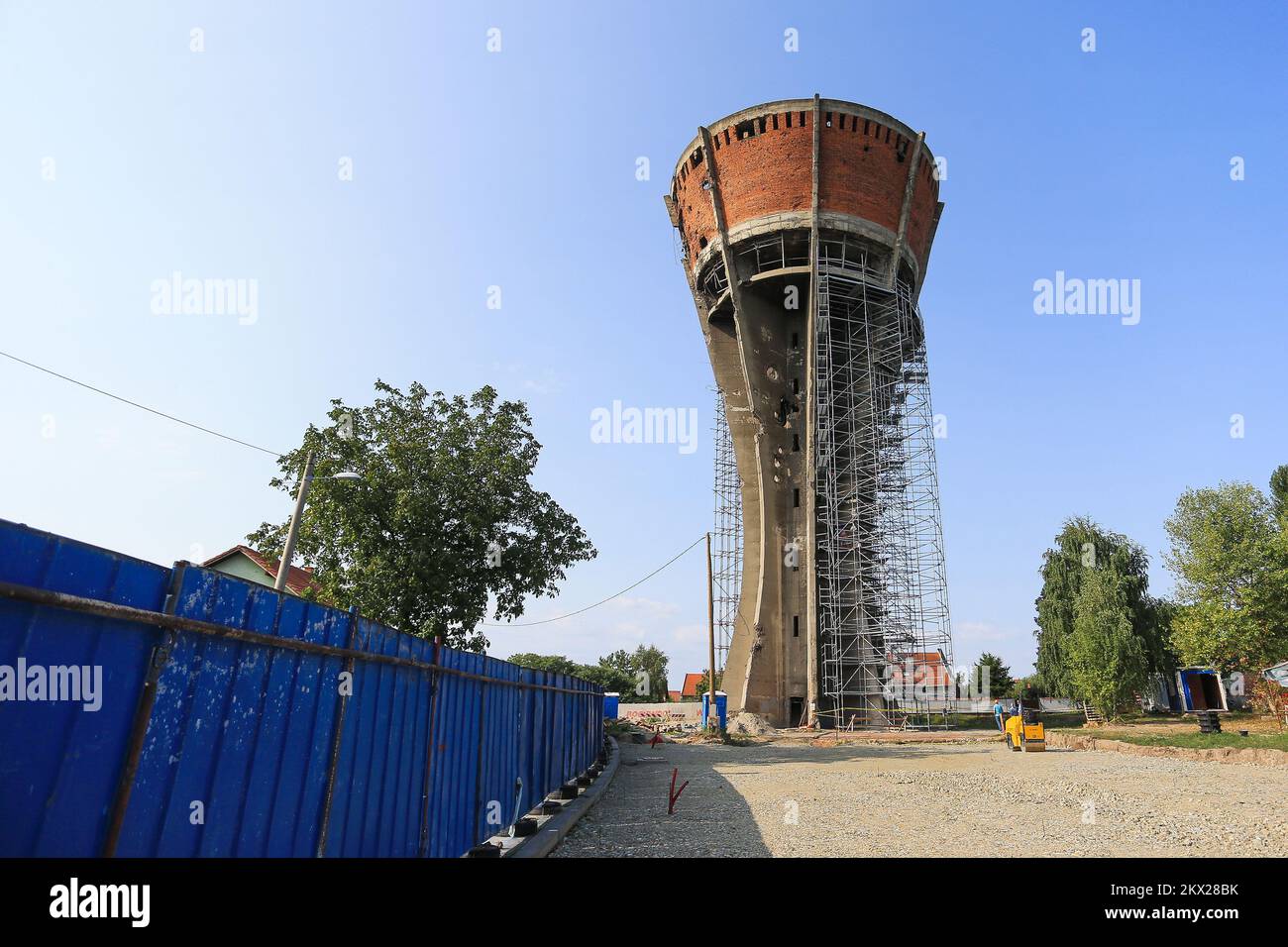 23.08.2017., Vukovar, Croatia - Reconstruction of Vukovar Water Tower which is one of symbols of resistance during the Homeland war. Photo: Davor Javorovic/PIXSELL Stock Photo
