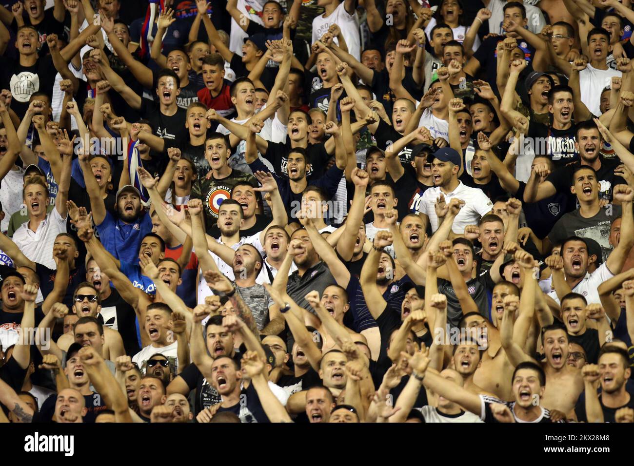 Hajduk split fans during the europa league hi-res stock