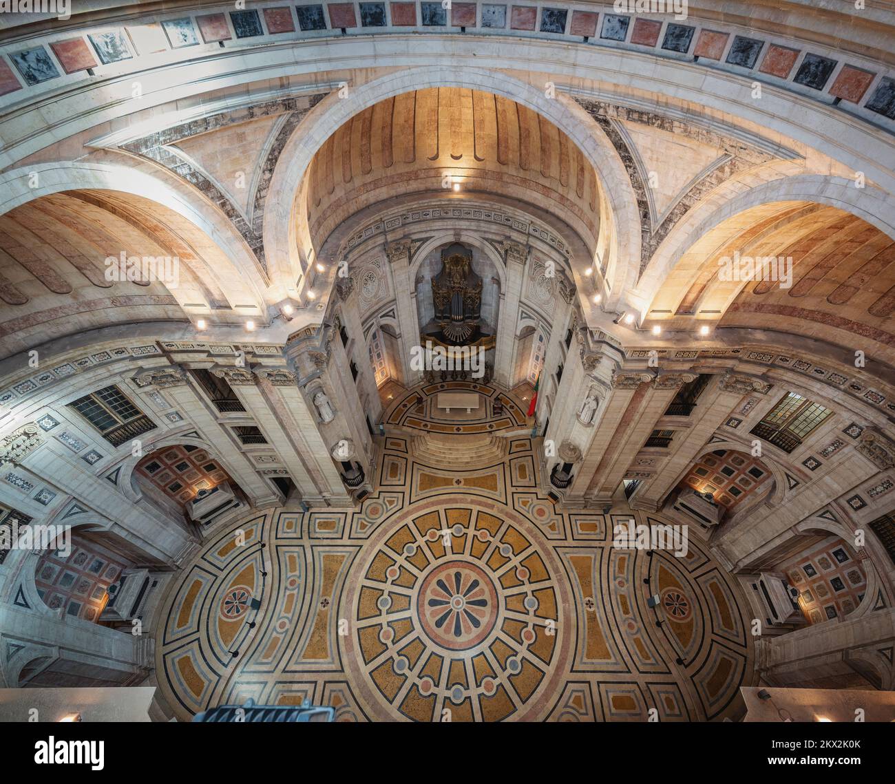 Panoramic High angle view of National Pantheon Interior - Lisbon, Portugal Stock Photo