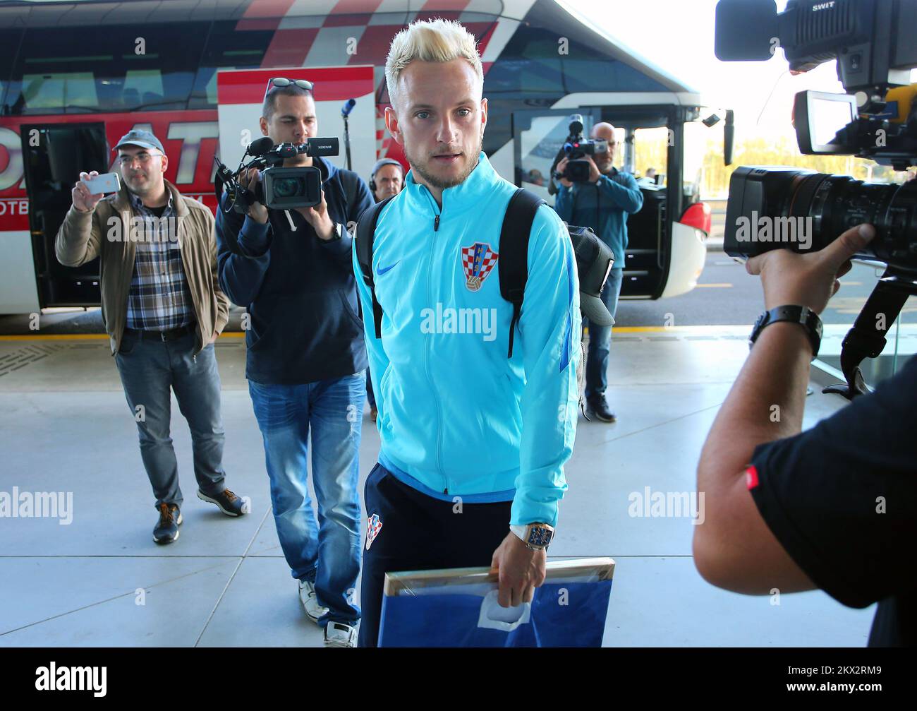 07.10.2017., Croatia, Zagreb - The departure of Croatian football players to Kiev for the last qualifying match for the World Cup against Ukraine. Ivan Rakitic. Photo: Jurica Galoic/PIXSELL Stock Photo