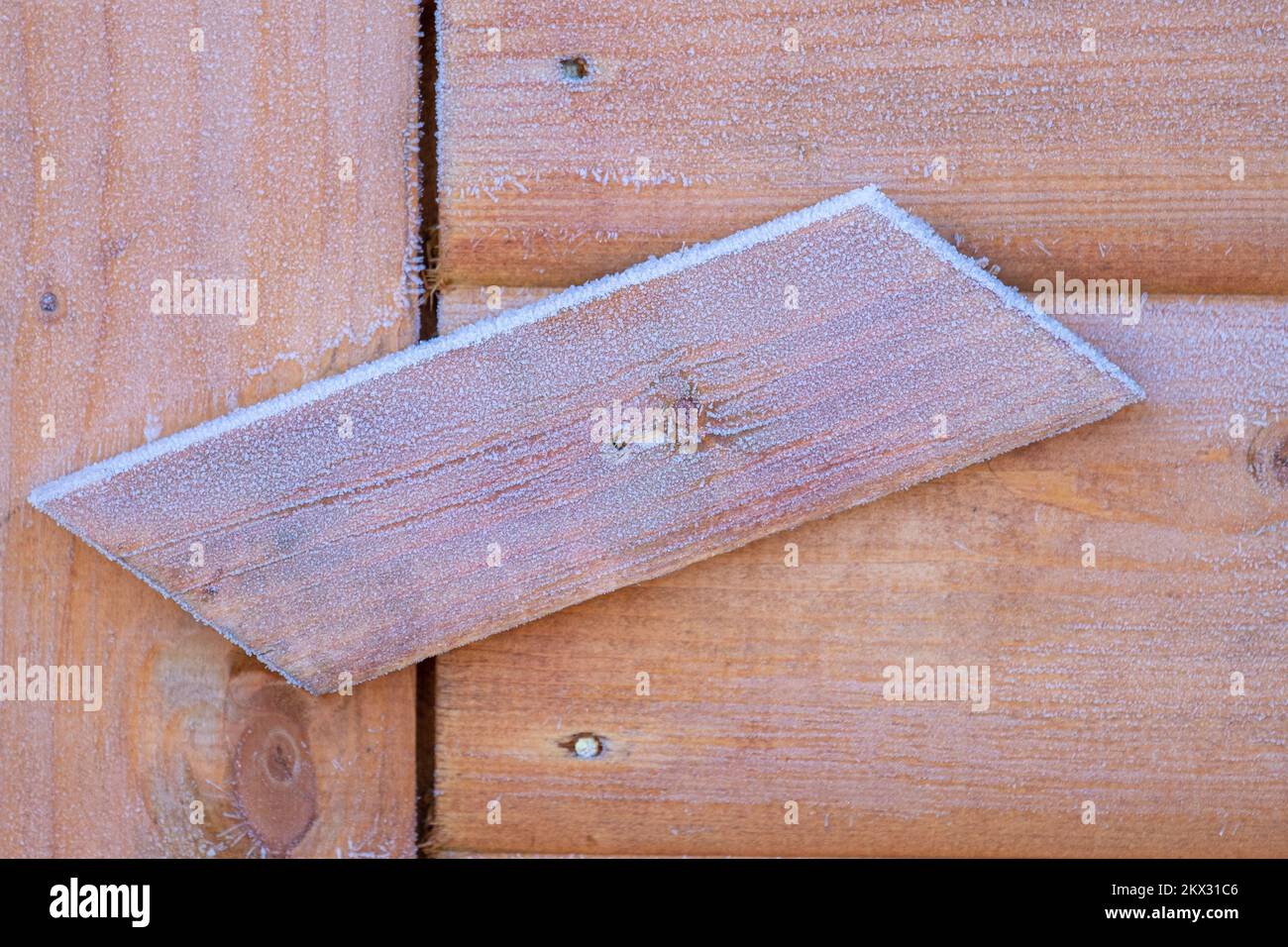 Frost covered timber Stock Photo