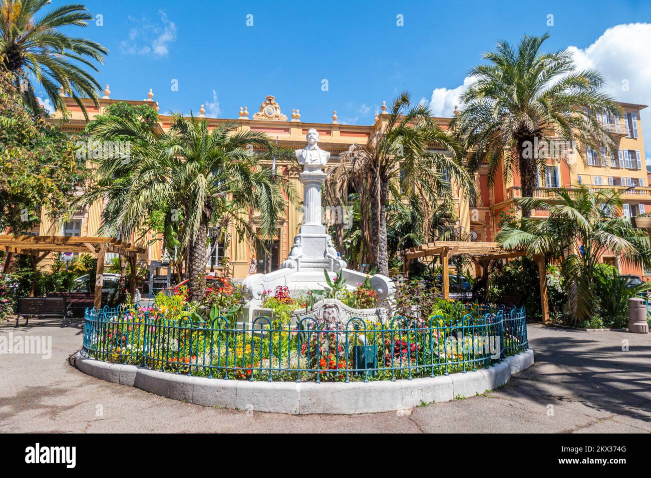 Menton, France - 07-07-2021: Beautiful garden in Menton with the ...