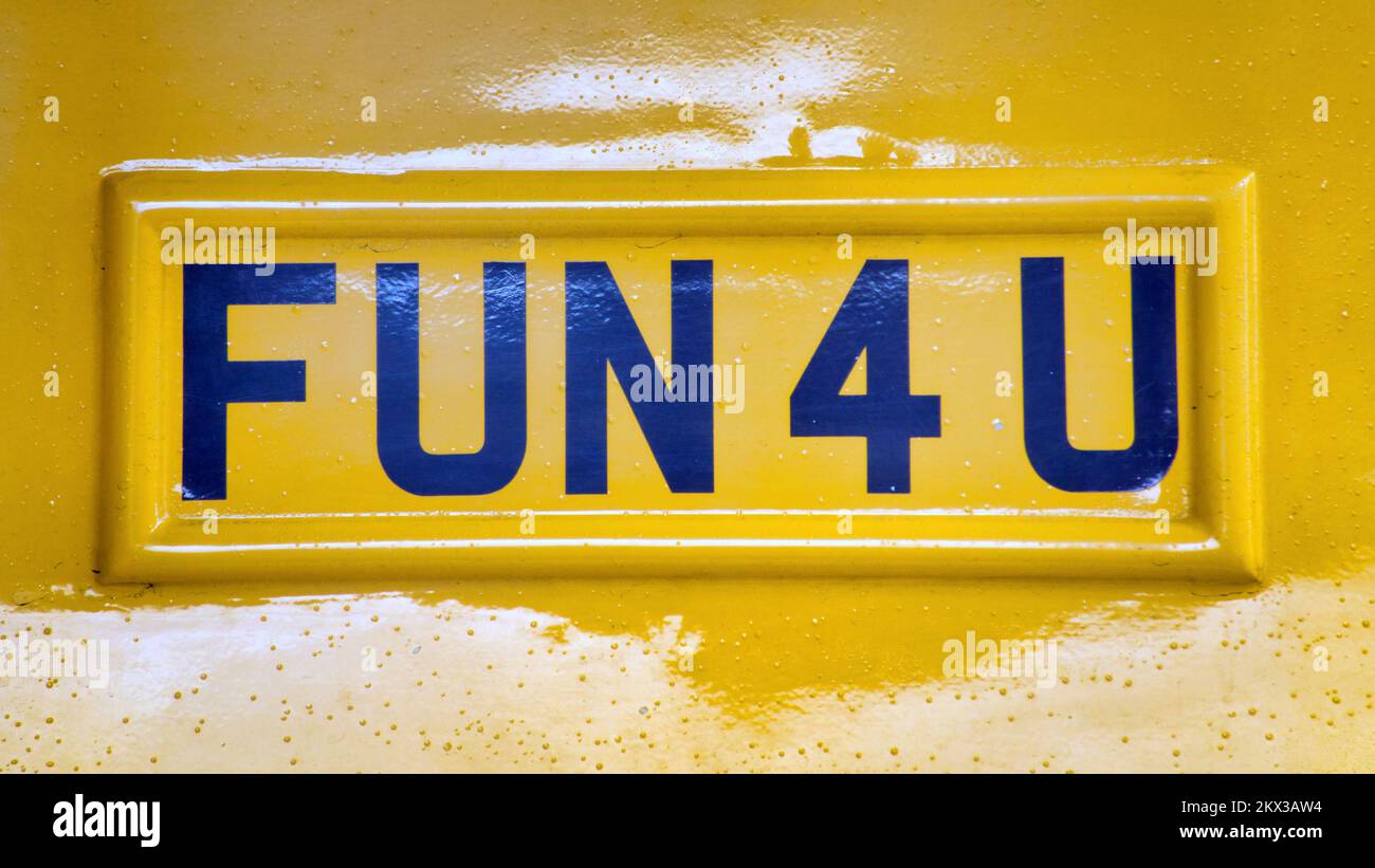 fun for you fun 4 you  fun4 you novelty registration plate Stock Photo