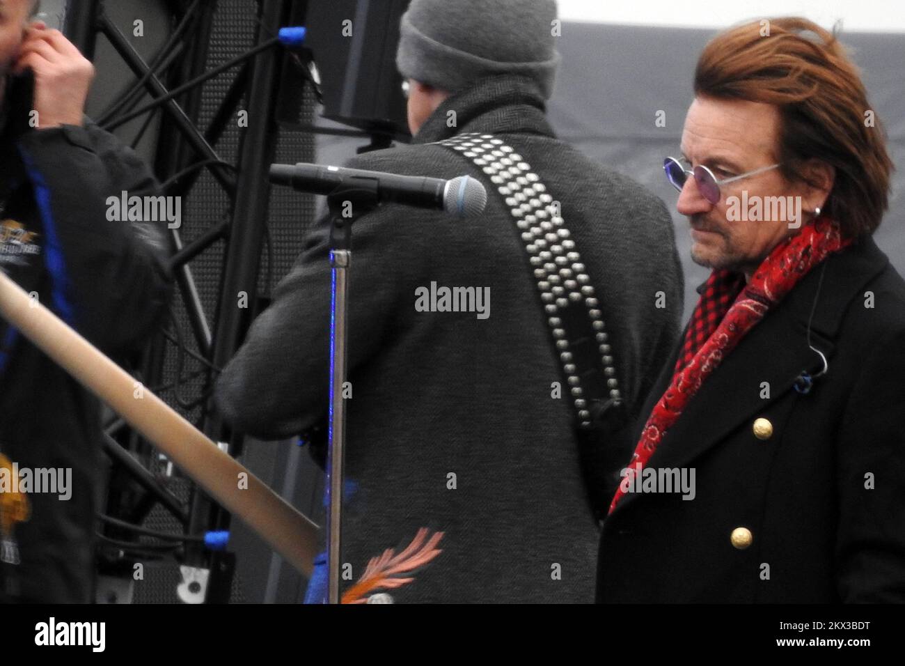 11.11.2017., London - U2 held rehearsal for pre-MTV awards gig in Trafalgar Square.Bono Vox Photo: Borna Filic/PIXSELL Stock Photo