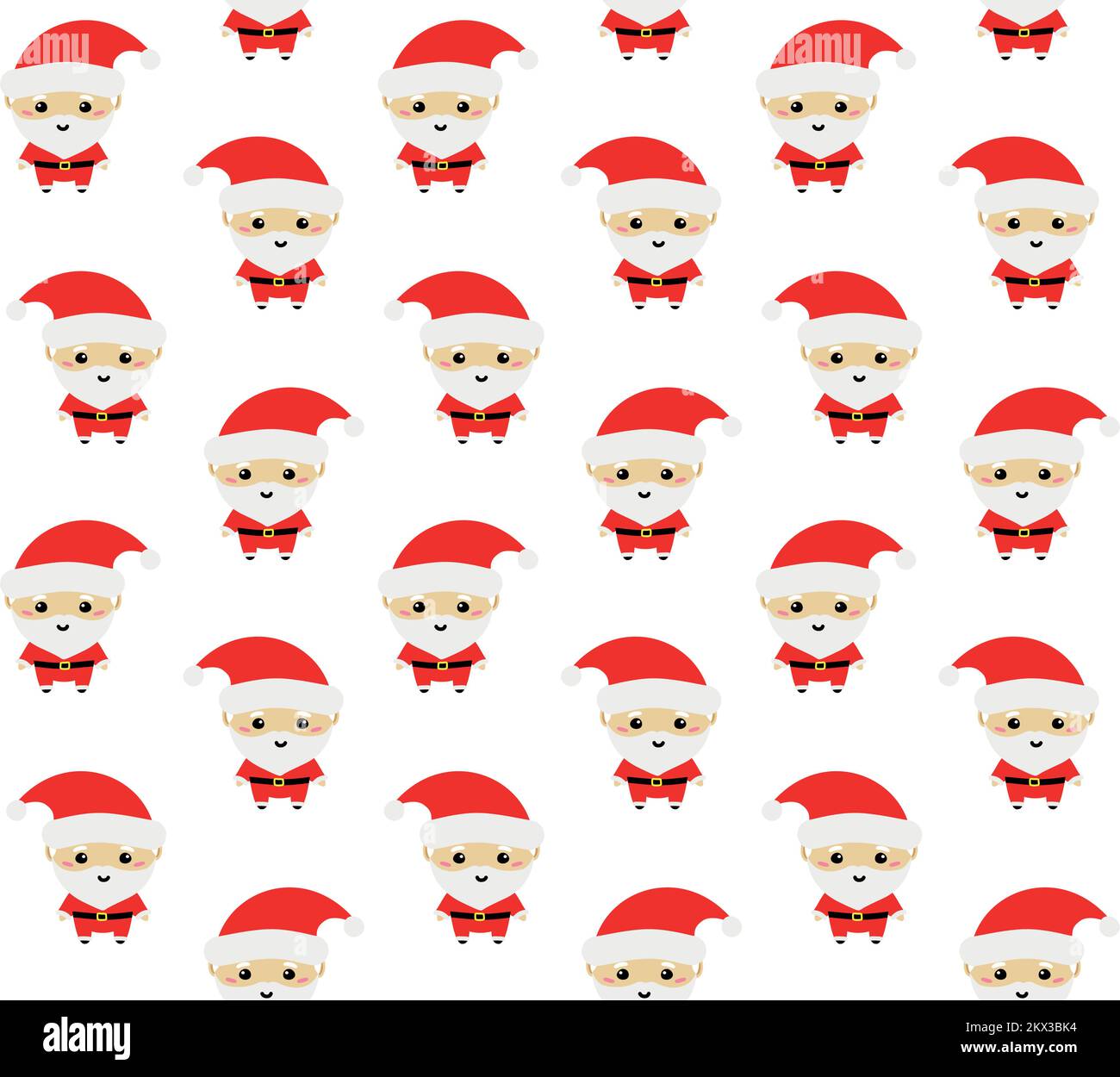 Vector seamless pattern of flat cartoon Christmas Santa Claus isolated ...
