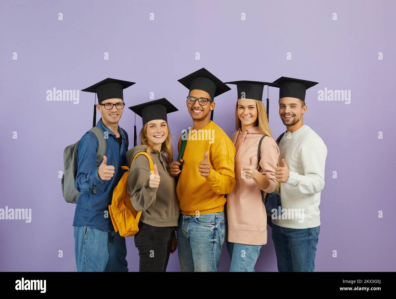 Portrait of young people students recommend university Stock Photo