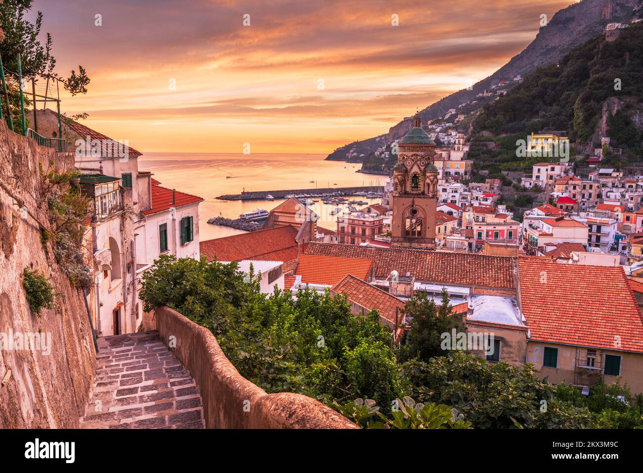 Amalfi, Italy on the Amalfi coast at dusk. Stock Photo