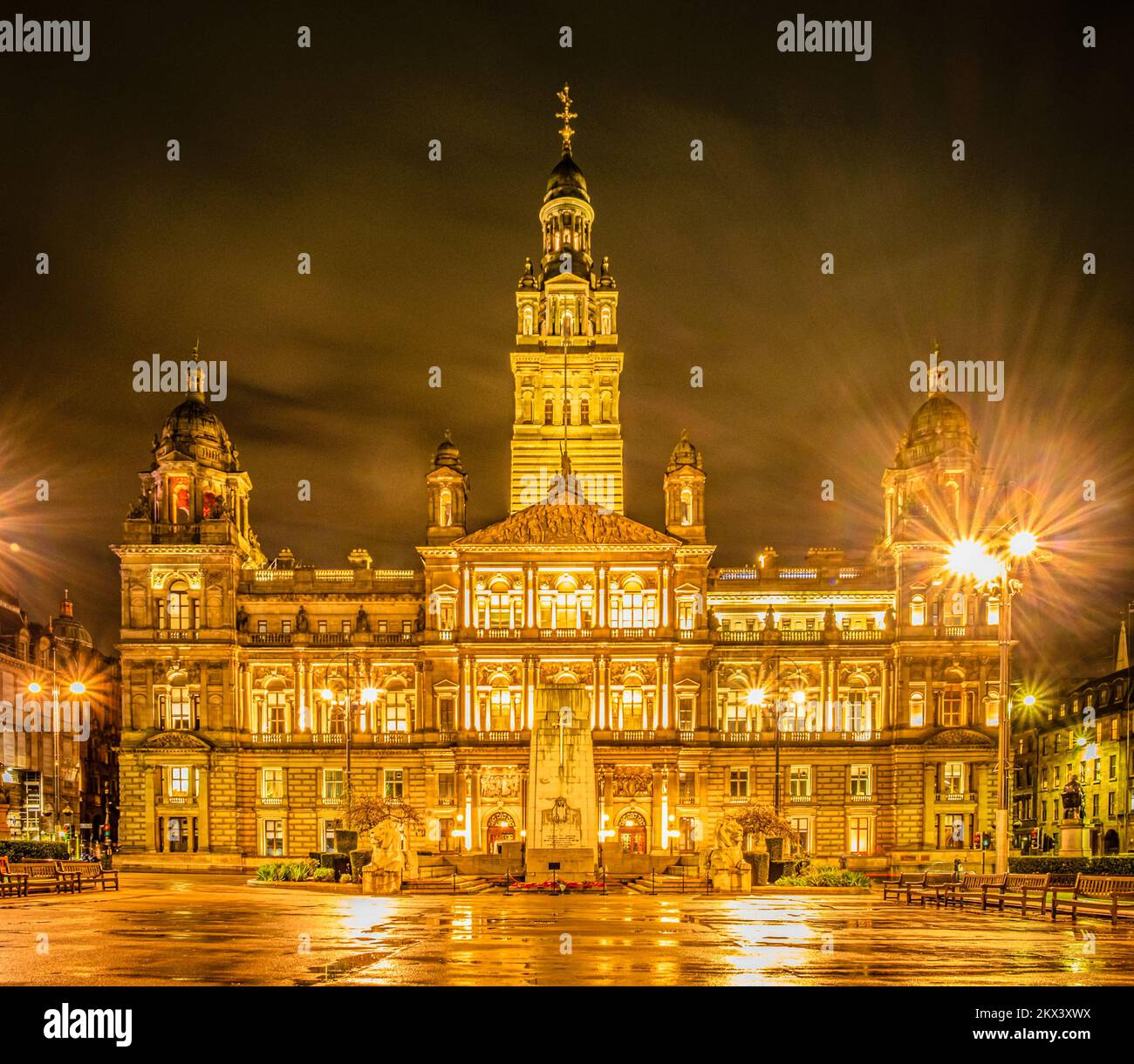 Glasgow City Chamber and War Memorial, George Square, Glasgow Stock