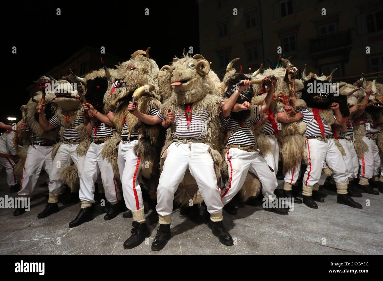 26.02.2017., Croatia, Rijeka - Performance of 110 groups of Halubajski znoncari (Halubajski bellringers)completed the 34 International Carnival. Photo: Goran Kovacic/PIXSELL Stock Photo