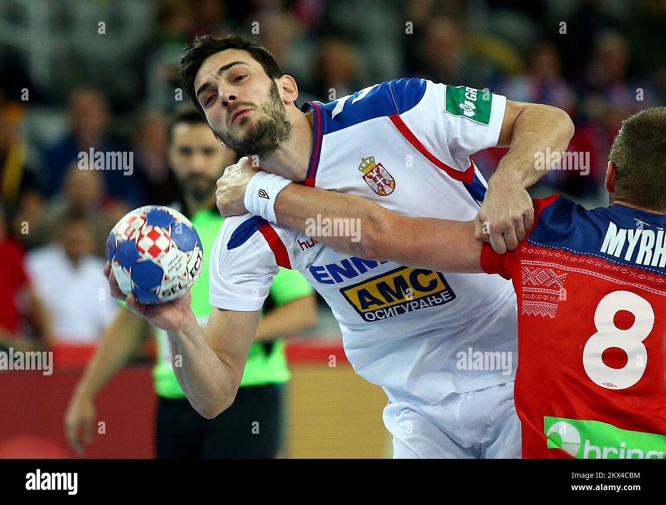 18.01.2018., Arena Zagreb, Zagreb, Croatia - 2018 European Men's Handball Championship, Group I, 1th round Serbia vs. Norway. Petar Nenadic. Photo: Igor Kralj/PIXSELL  Stock Photo