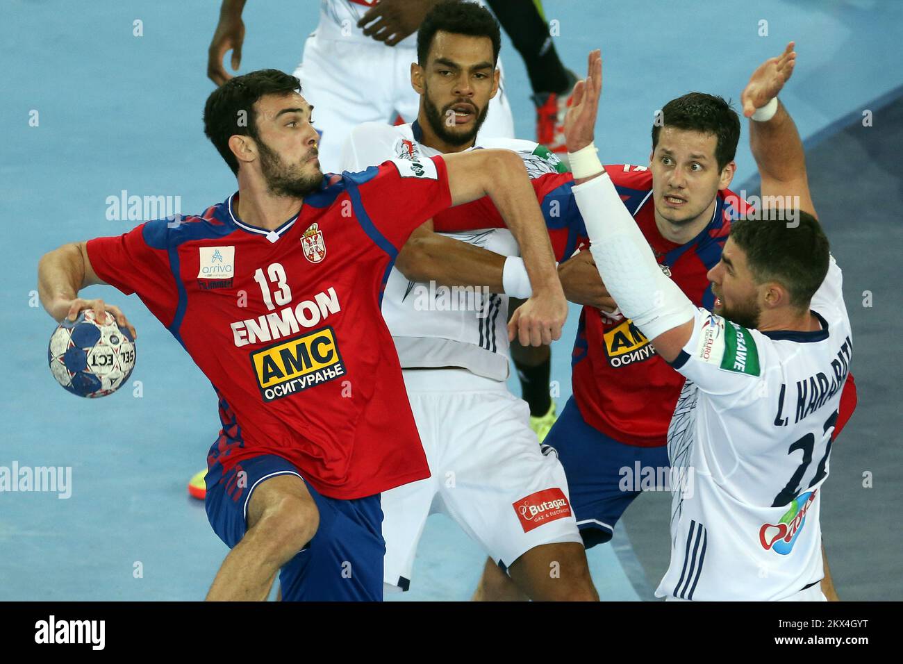 22.01.2018., Arena Zagreb, Zagreb, Croatia - 2018 European Men's Handball Championship, Group I, 3rd round, Serbia - France. Petar Nenadic Photo: Dalibor Urukalovic/PIXSELL  Stock Photo