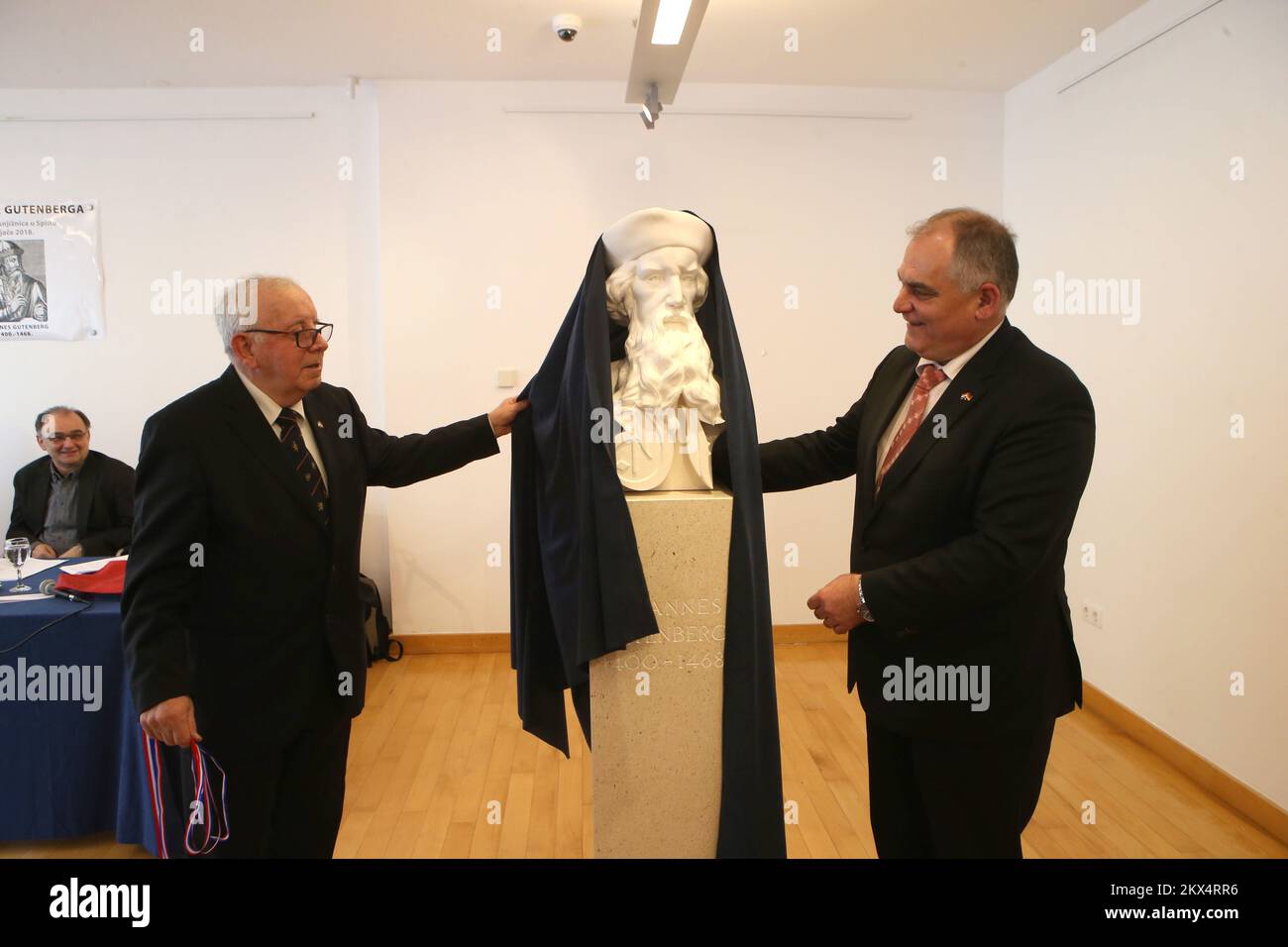 03.02.2018., Split, Croatia Statue of Johannes Gutenberg, inventor of