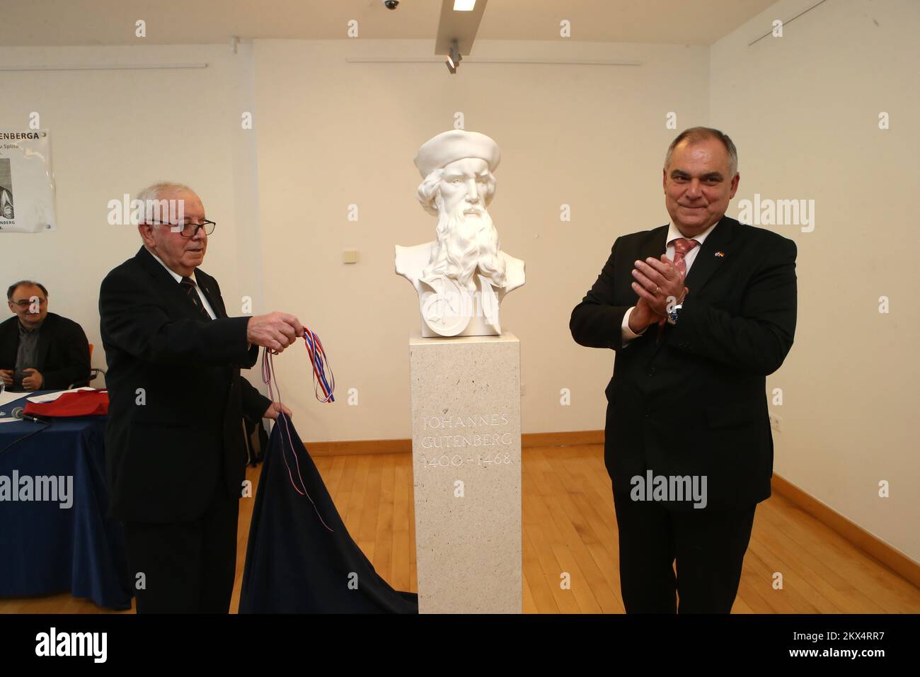 03.02.2018., Split, Croatia Statue of Johannes Gutenberg, inventor of