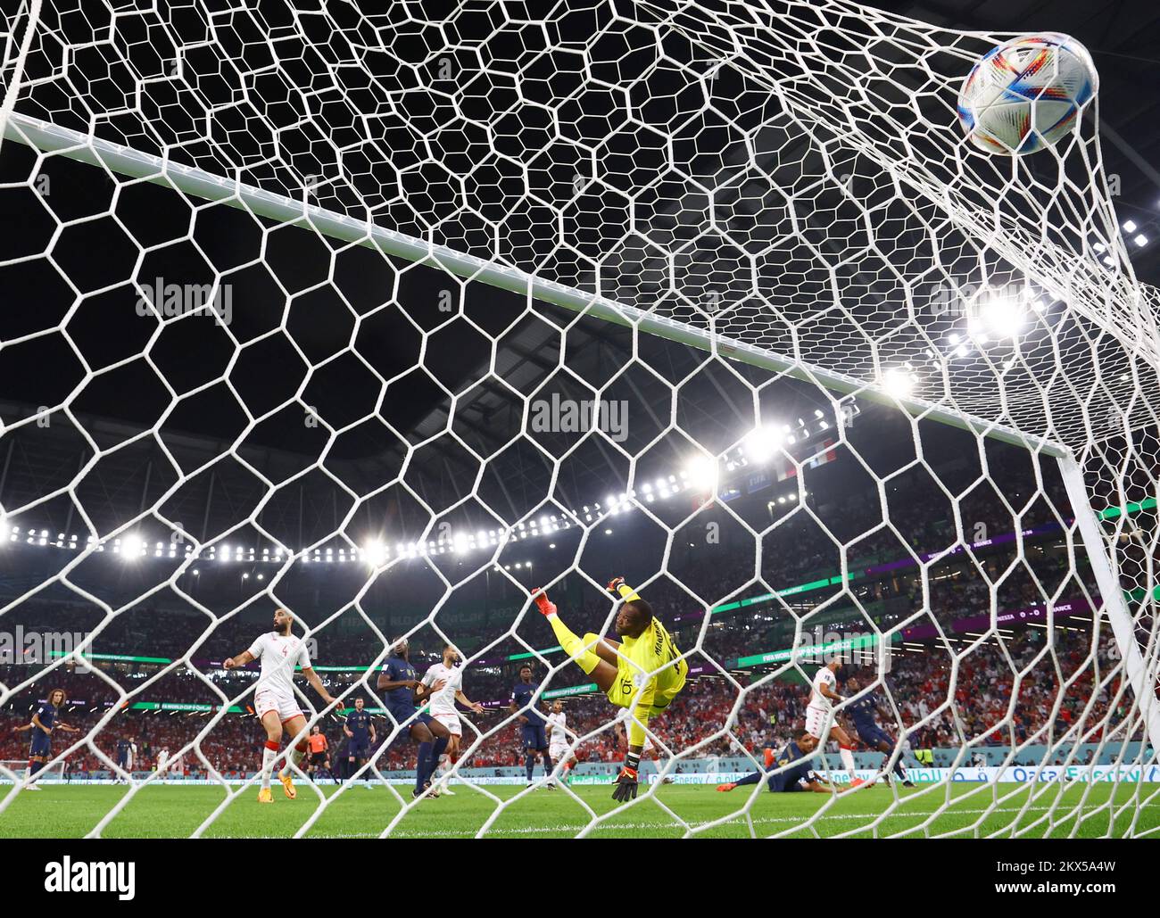 Soccer Football - FIFA World Cup Qatar 2022 - Group D - Tunisia v France - Education City Stadium, Al Rayyan, Qatar - November 30, 2022 Tunisia's Nader Ghandri scores a goal which is later disallowed after a VAR review REUTERS/Hannah Mckay     TPX IMAGES OF THE DAY Stock Photo