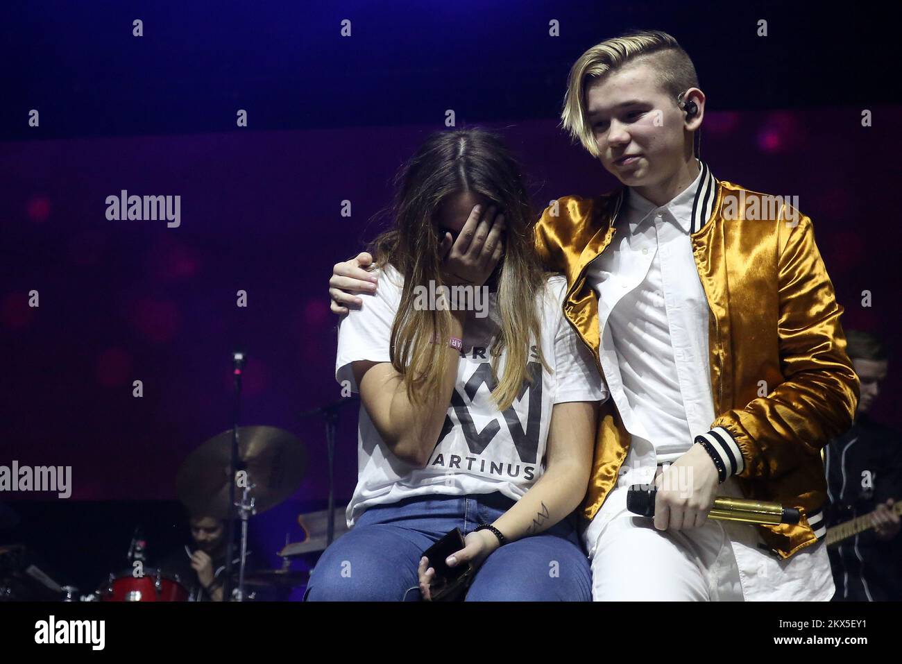 27.03.2018., Zagreb, Croatia - Norwegian twin brothers pop duo and teen stars Marcus & Martinus held concert in Dom Sportova. Photo: Borna Filic/PIXSELL Stock Photo