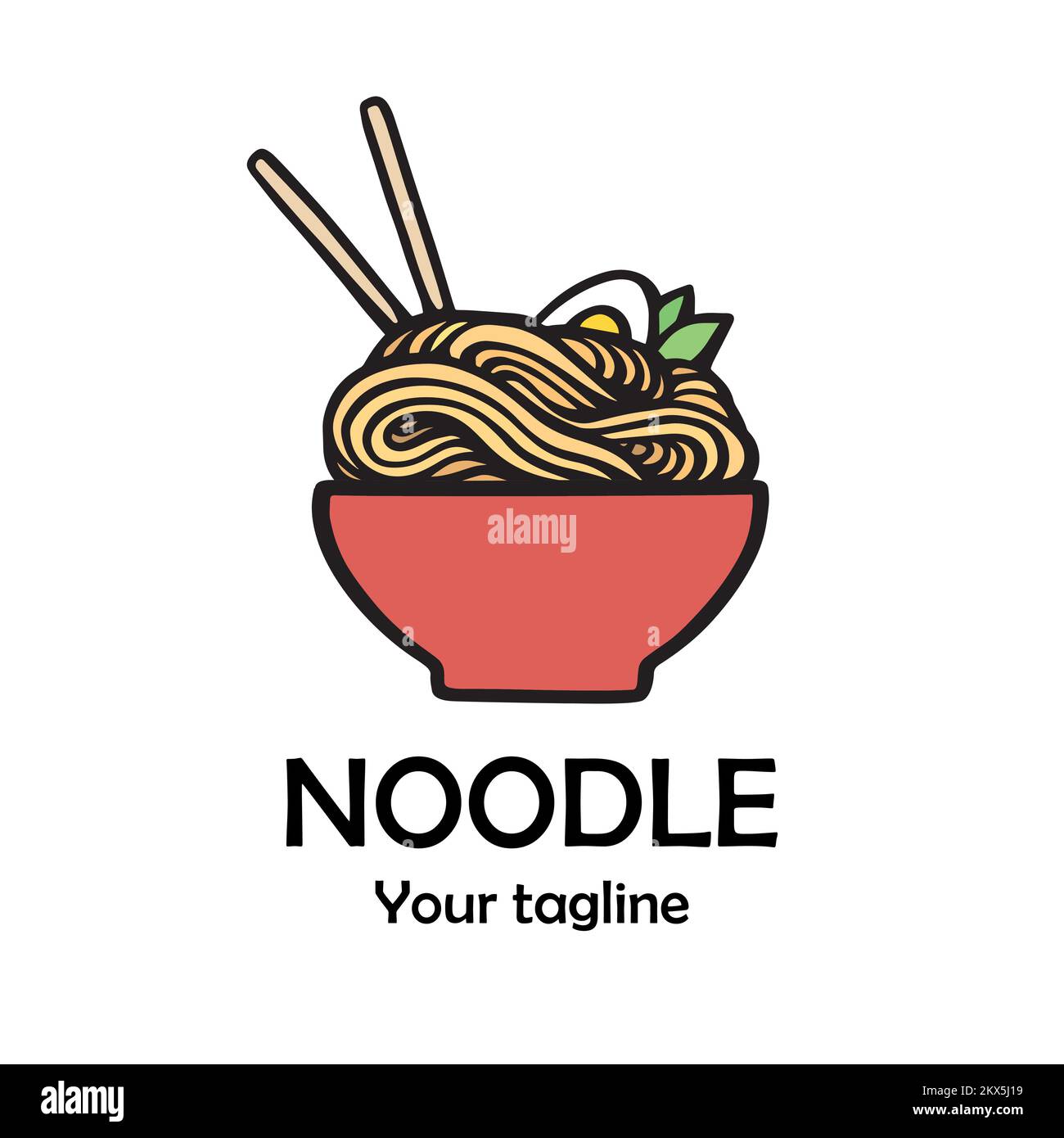 Asian Noodle and ramen logo design template. Chinese noodles in a bowl