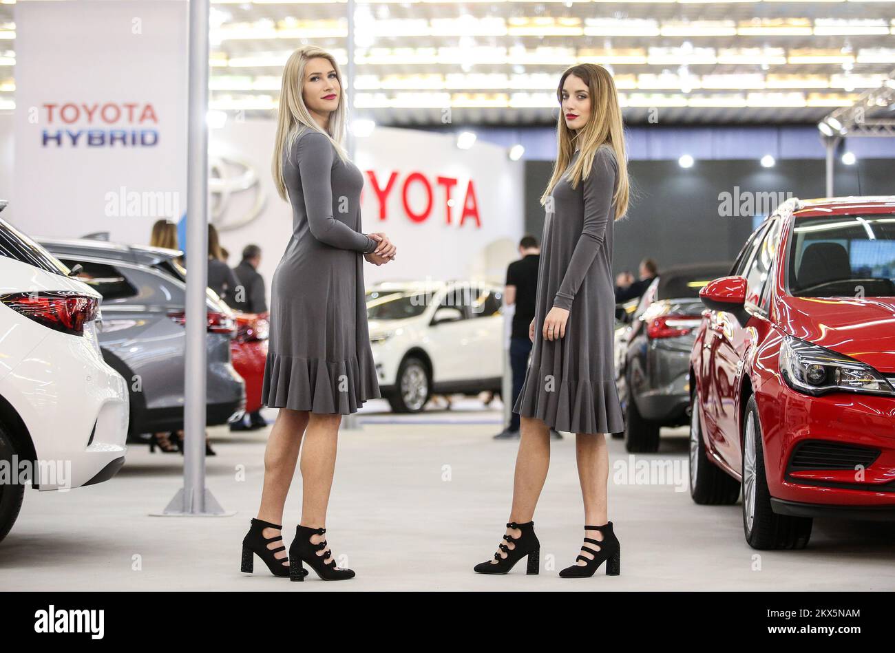 10.04.2018., Zagreb Fair, Zagreb, Croatia - Press day at Zagreb fair before official opening of Zagreb Auto Show. Zagreb Auto Show is an exhibition of automobiles, motorcycles and supporting industry. Leading national and international companies present in numerous pavilions and a large outdoor area the novelties in the automobile and moto industry. Premiere shows of new models, concept vehicles, top-design exhibition spaces, daily entertainment programmes with lots of good music and fun are just a part of the unrepeatable atmosphere of the salon and make Zagreb Auto Show the leading trade fai Stock Photo
