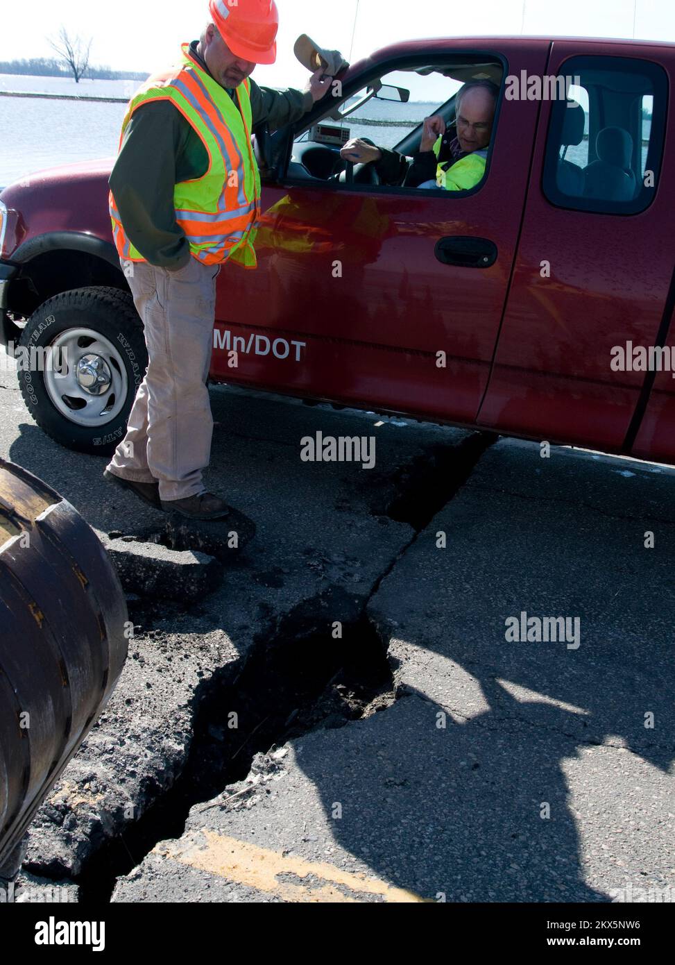 Significant and unusual road damage due to Red River Flooding in