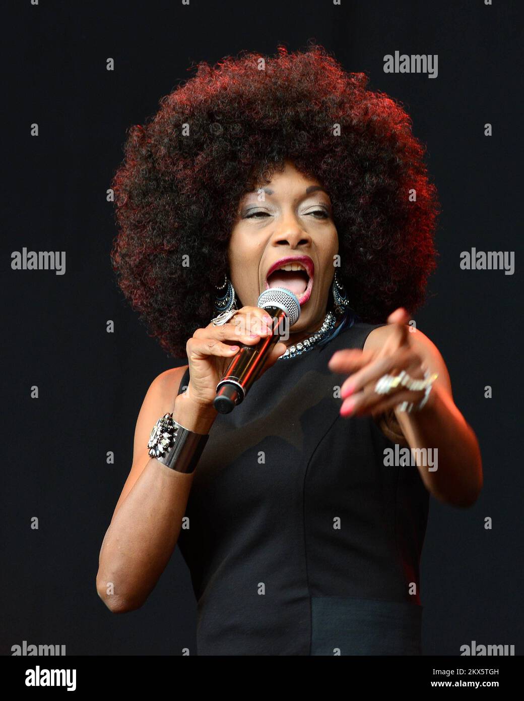 Marcia Barrett, of Boney M, at the Punchestown Music Festival 2017 in Dublin, Ireland. *Not available for publication in Ireland* Stock Photo