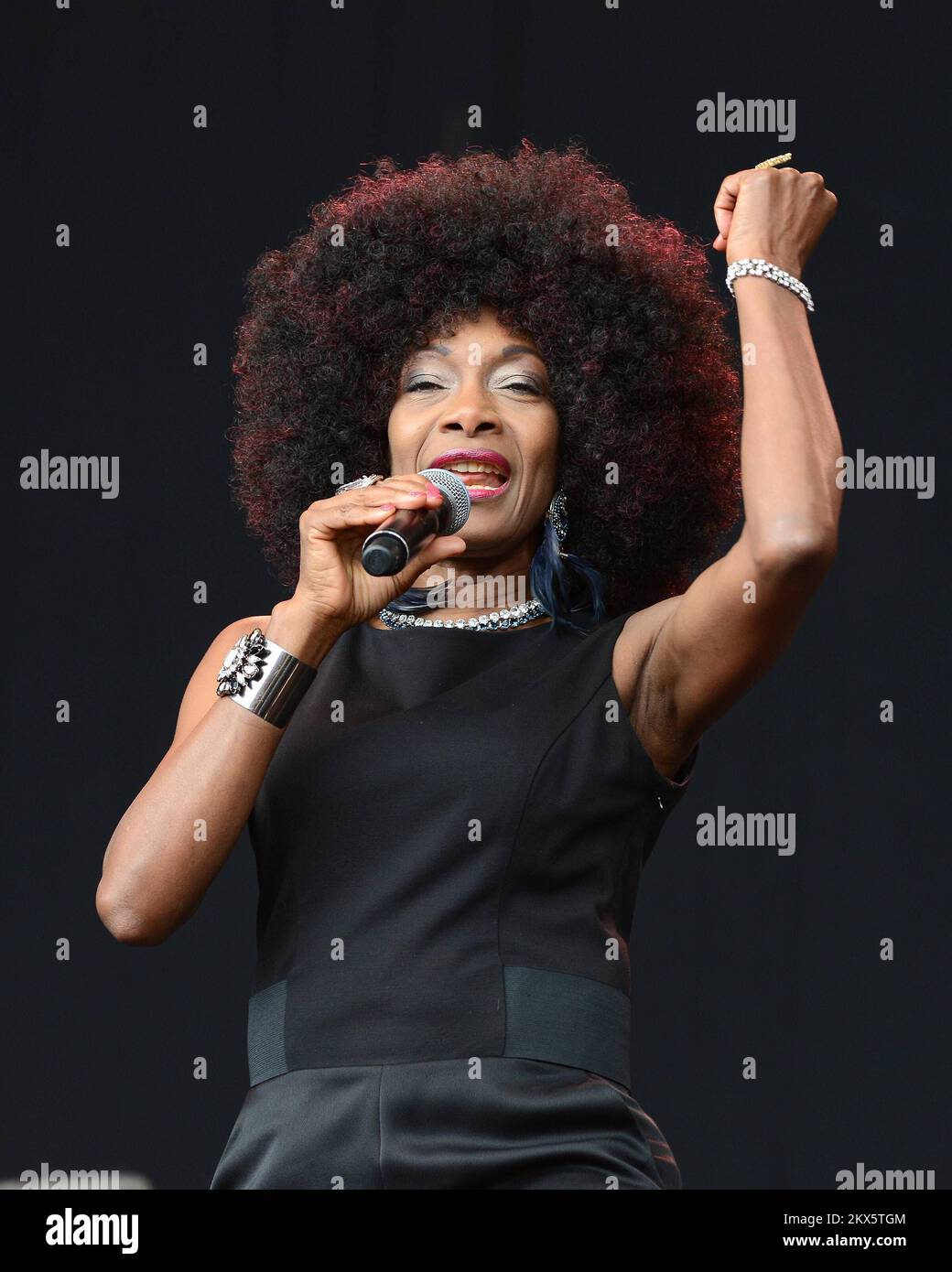 Marcia Barrett, of Boney M, at the Punchestown Music Festival 2017 in Dublin, Ireland. *Not available for publication in Ireland* Stock Photo
