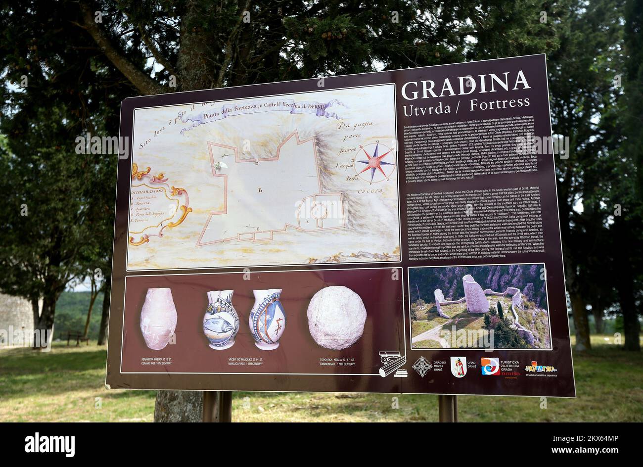 13.05.2018., Drnis , Croatia - The fortress Gradina is located in Drnis, at  an elevation of 344 m above sea level, above the canyon of the river  Cikola. Built on the site