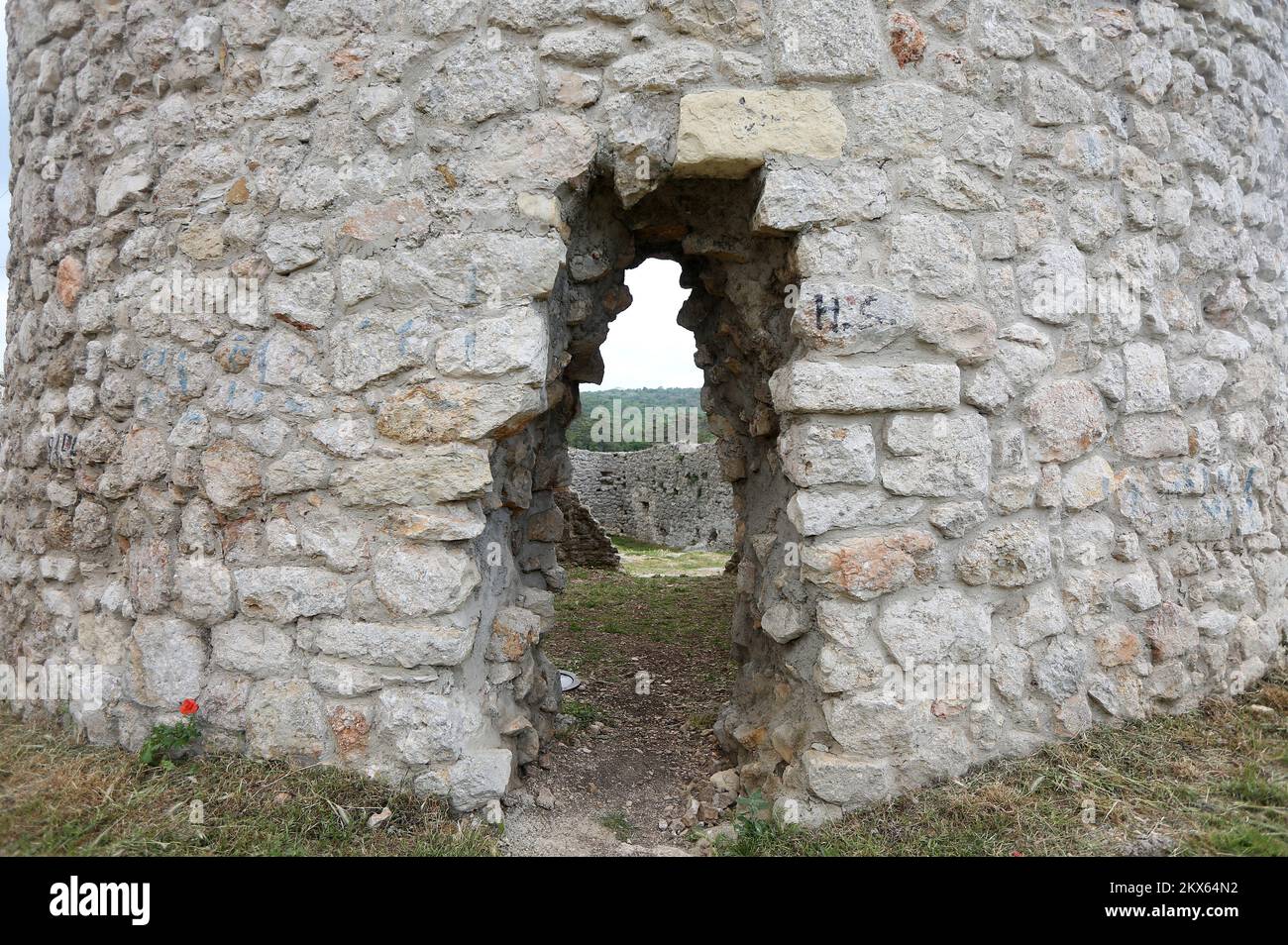 13.05.2018., Drnis , Croatia - The fortress Gradina is located in Drnis, at  an elevation of 344 m above sea level, above the canyon of the river  Cikola. Built on the site