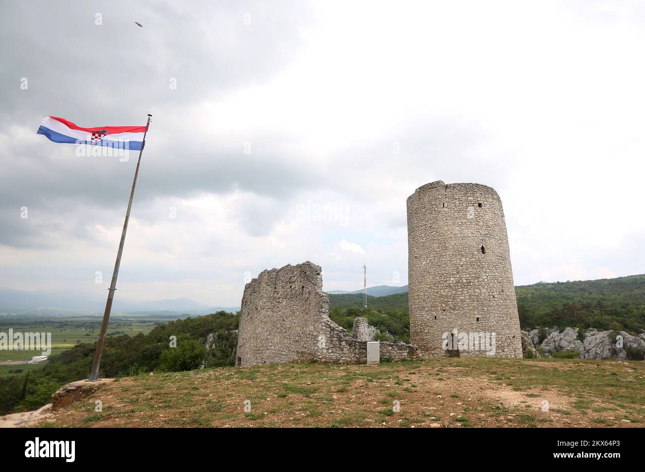 13.05.2018., Drnis , Croatia - The fortress Gradina is located in Drnis, at  an elevation of 344 m above sea level, above the canyon of the river  Cikola. Built on the site