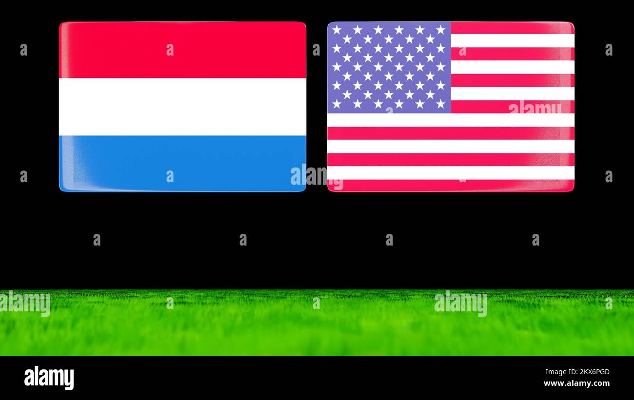 National Flags of Netherlands or Holland and USA or America as glossy