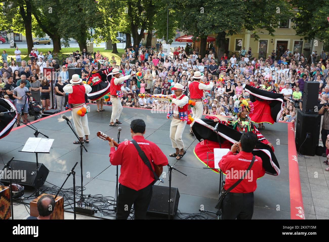 04.07.2018 Karlovac - As part of the 21st International Folklore Festival held in front of the City Theater Zorin Dom, groups from India, Peru and Kenya performed.Group from Peru Photo: Kristina Stedul Fabac/PIXSELL Stock Photo